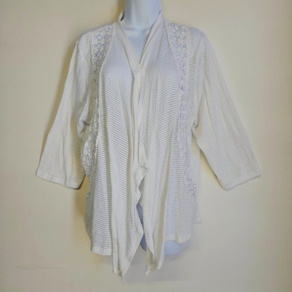 Bonworth White Open Front Cardigan‎ Size MP Lightweight Lace Feminine Angel
